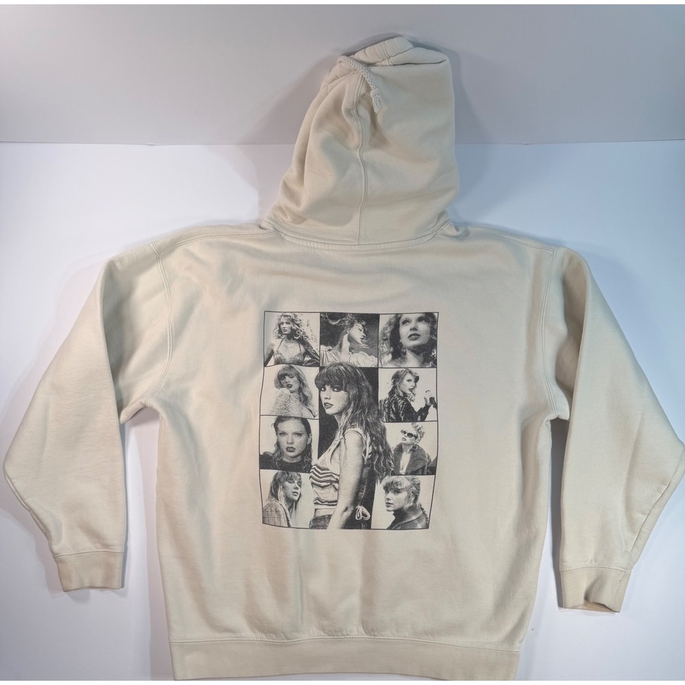 Taylor Swift The Eras Tour Hoodie Beige Sand Concert Merch Large XL Graphic Back